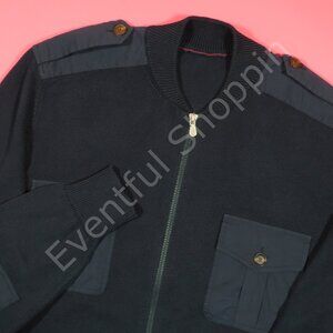 Brunello Cucinelli Jacket Mens 46 (56) Blue Military Full Zip Knit True Navy